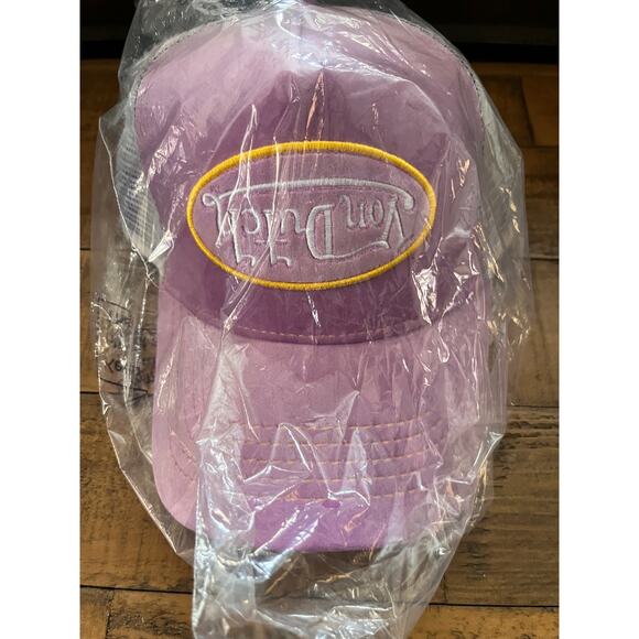 NWT VON DUTCH Official Purple Velvet Trucker Hat Upside down Logo Y2K - Picture 2 of 10